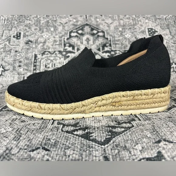 Adrienne Vittadini Sport Black Slip On Flat Niko Espadrilles Women's Size 10 - Picture 3 of 8